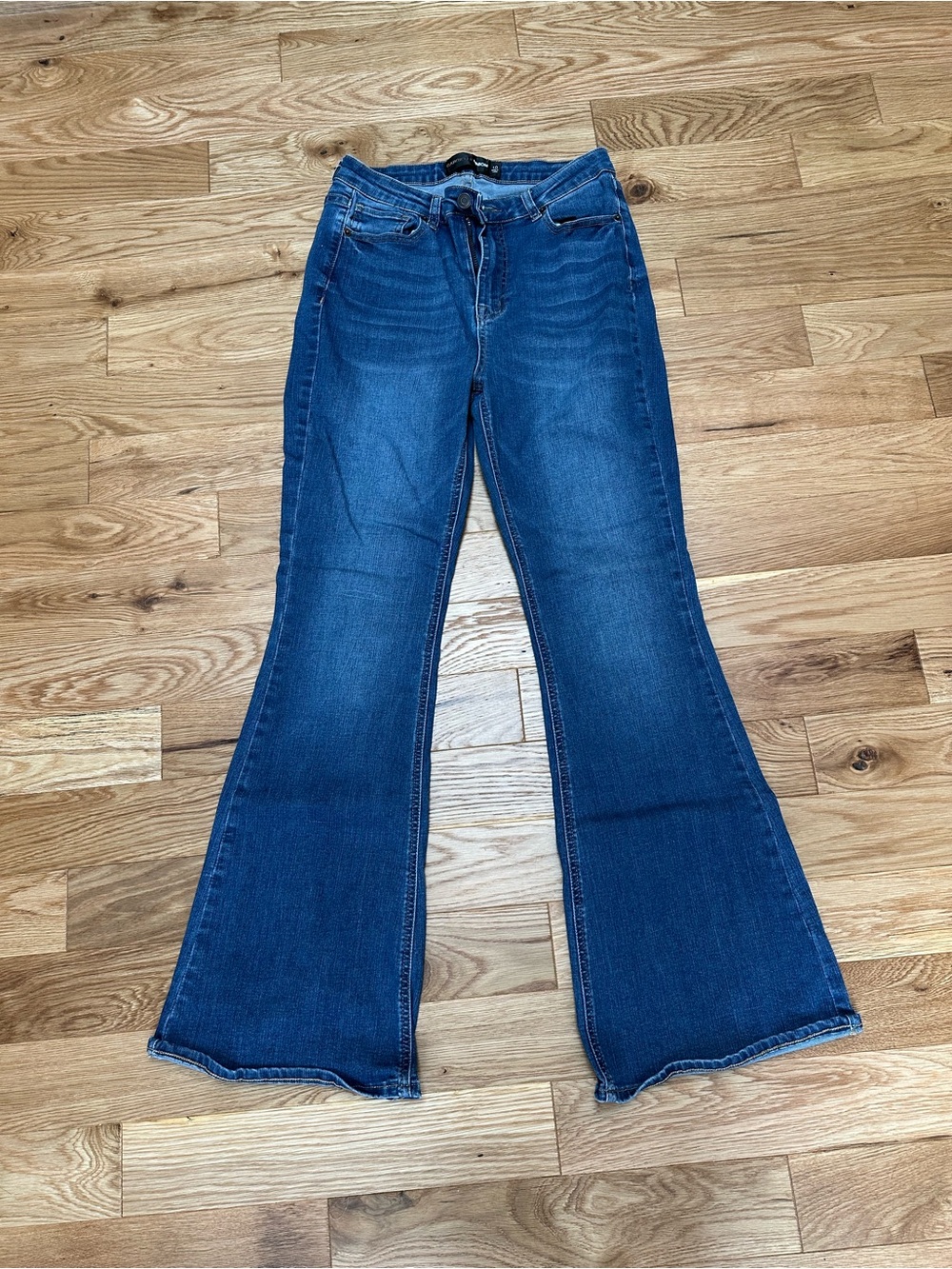 Gabrielle Union Women's Dark Blue Flare Jeans with Stretch - Size 10